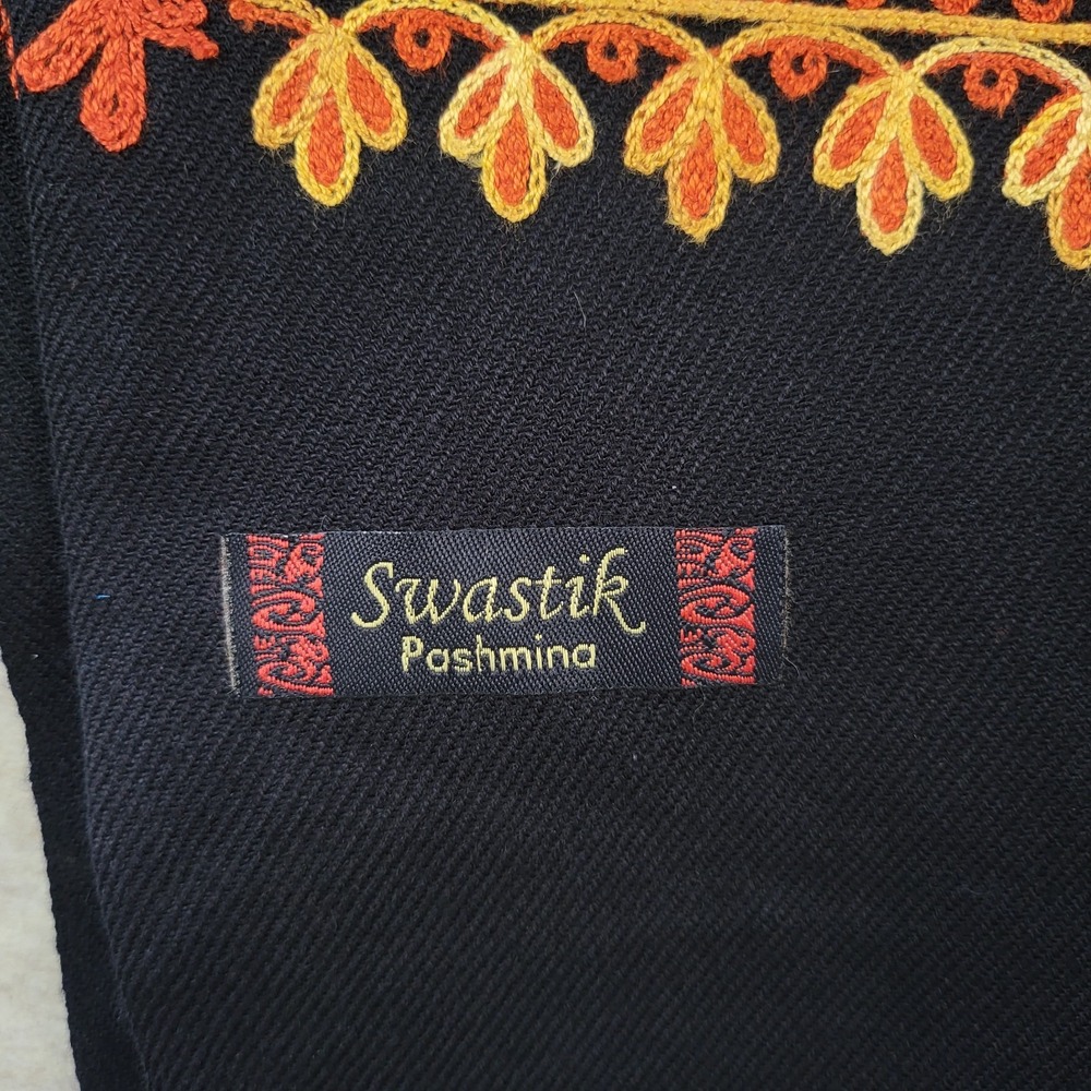 Pashmina Autumn Leaf‎ Wrap Scarf Shawl Fall Colors Boho Chic Hippie Embroidered - Picture 4 of 11